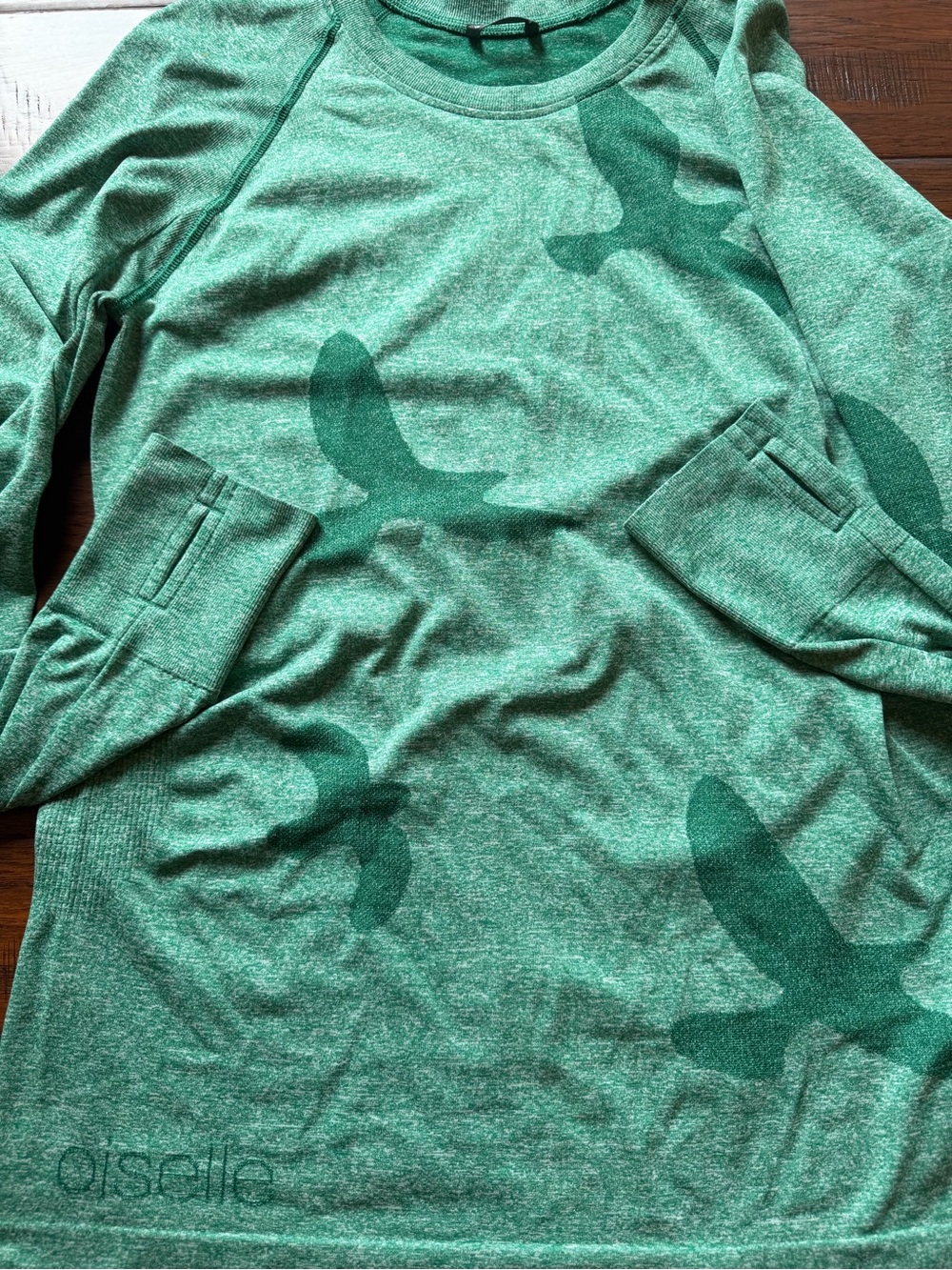 Green Oiselle Long Sleeve Flyte Running Top with Bird Print Large - Picture 5 of 8
